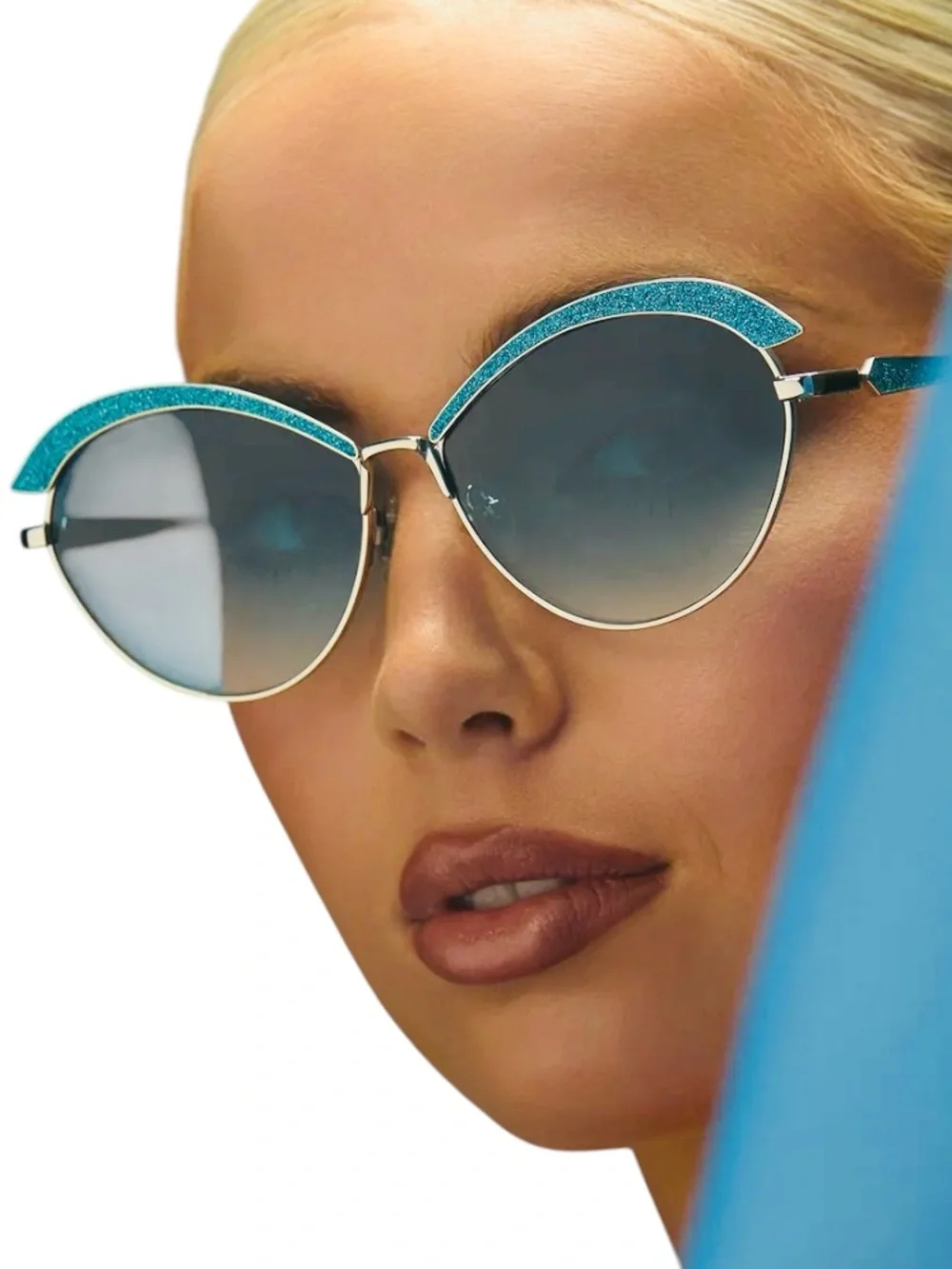 DIFF WEDNESDAY Bianca Sunglasses Glitter Teal Silver Frame Teal Silver Lens NWT